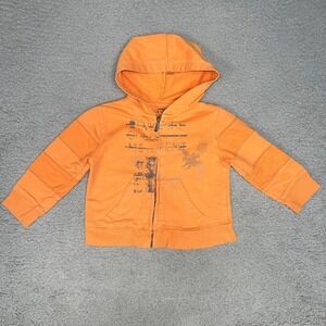 VTG Guess Hoodie Toddler Sz 18 Months Orange Full Zip Kangaroo Pocket Grunge